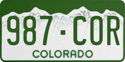 CO license plate 987COR