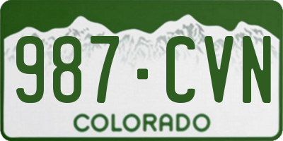 CO license plate 987CVN