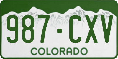 CO license plate 987CXV