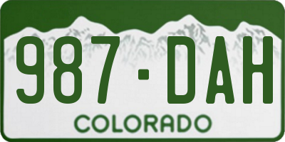 CO license plate 987DAH