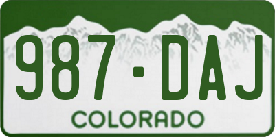 CO license plate 987DAJ