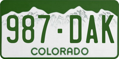 CO license plate 987DAK