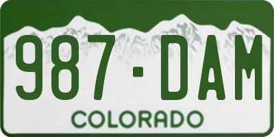 CO license plate 987DAM