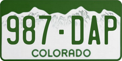 CO license plate 987DAP