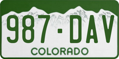 CO license plate 987DAV