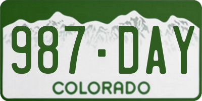 CO license plate 987DAY