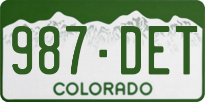CO license plate 987DET