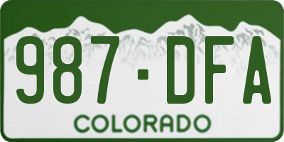 CO license plate 987DFA