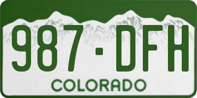 CO license plate 987DFH