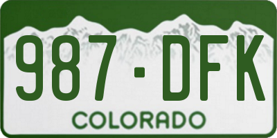 CO license plate 987DFK