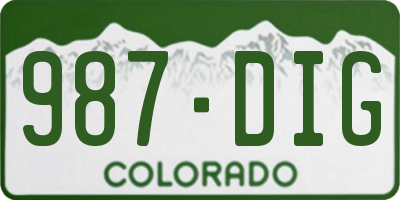 CO license plate 987DIG
