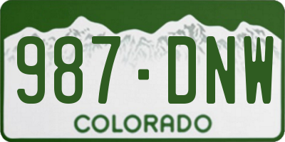 CO license plate 987DNW