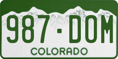 CO license plate 987DOM