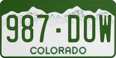 CO license plate 987DOW
