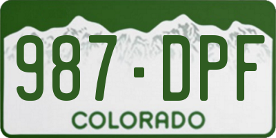 CO license plate 987DPF