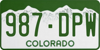 CO license plate 987DPW