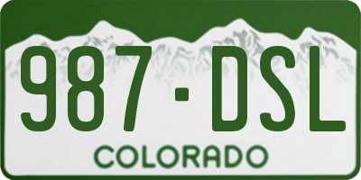 CO license plate 987DSL