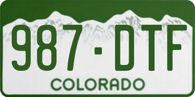 CO license plate 987DTF