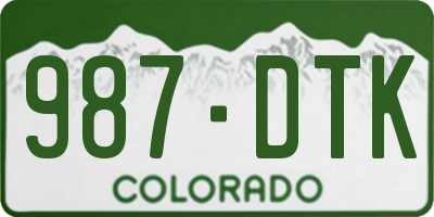 CO license plate 987DTK