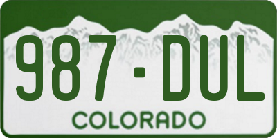 CO license plate 987DUL