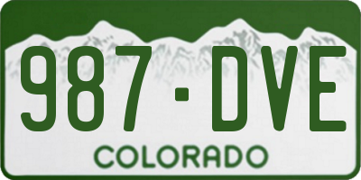 CO license plate 987DVE