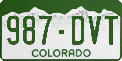 CO license plate 987DVT