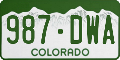 CO license plate 987DWA