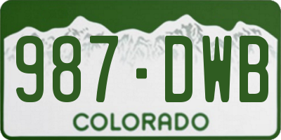 CO license plate 987DWB
