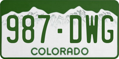 CO license plate 987DWG