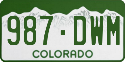CO license plate 987DWM