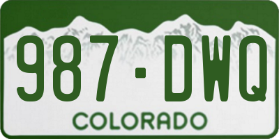 CO license plate 987DWQ