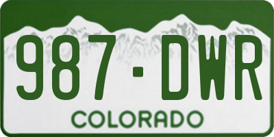 CO license plate 987DWR