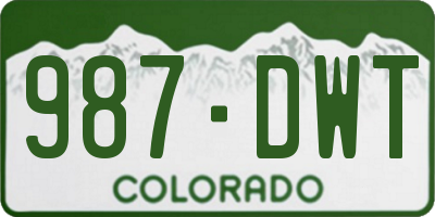 CO license plate 987DWT