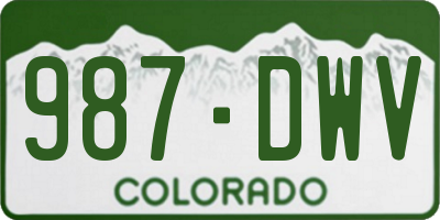 CO license plate 987DWV