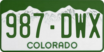 CO license plate 987DWX