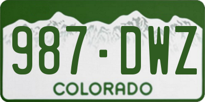 CO license plate 987DWZ