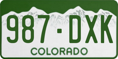 CO license plate 987DXK