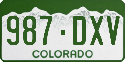 CO license plate 987DXV