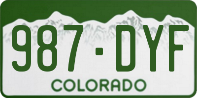 CO license plate 987DYF