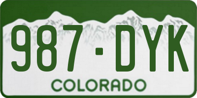 CO license plate 987DYK