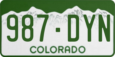 CO license plate 987DYN