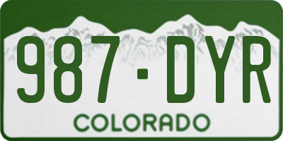 CO license plate 987DYR