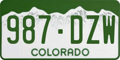 CO license plate 987DZW