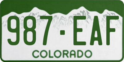 CO license plate 987EAF