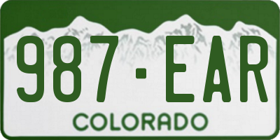 CO license plate 987EAR