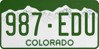 CO license plate 987EDU