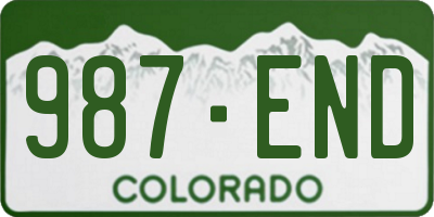 CO license plate 987END