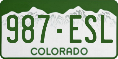 CO license plate 987ESL