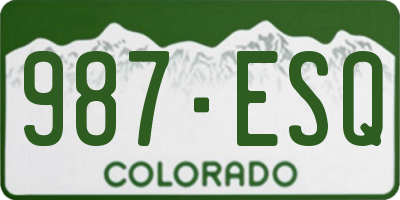 CO license plate 987ESQ