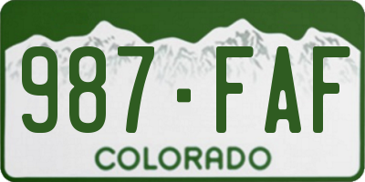 CO license plate 987FAF